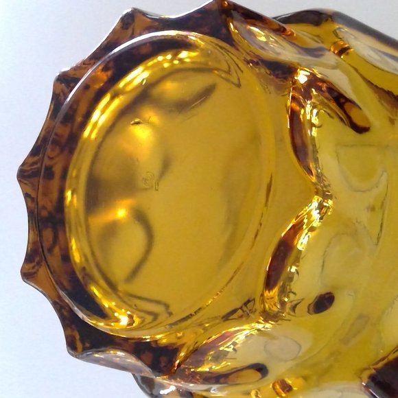 MCM Retro Amber/Gold Hazel Atlas Reflection Thumbprint Heavy 48oz Glass Pitcher - Picture 6 of 7